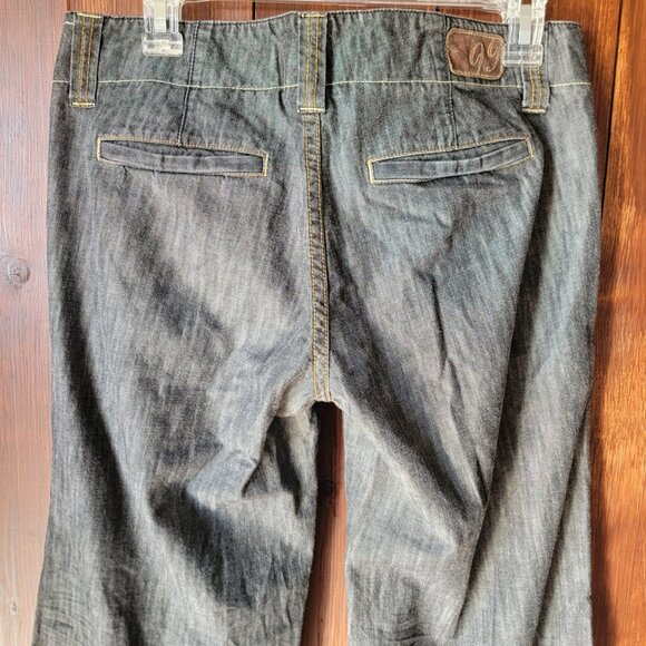 Vintage Anthropologie Level 99 Women 28 Low Rise Flare Jeans Wide Hem Distressed - Picture 9 of 13